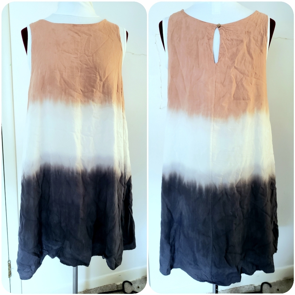 Altar'd State Sleeveless Ombre Mini Dress in Tan, White & Black